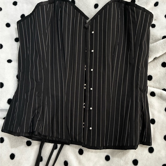 GothicXo Tops - Chic Black Pinstripe Women's steel boned corset